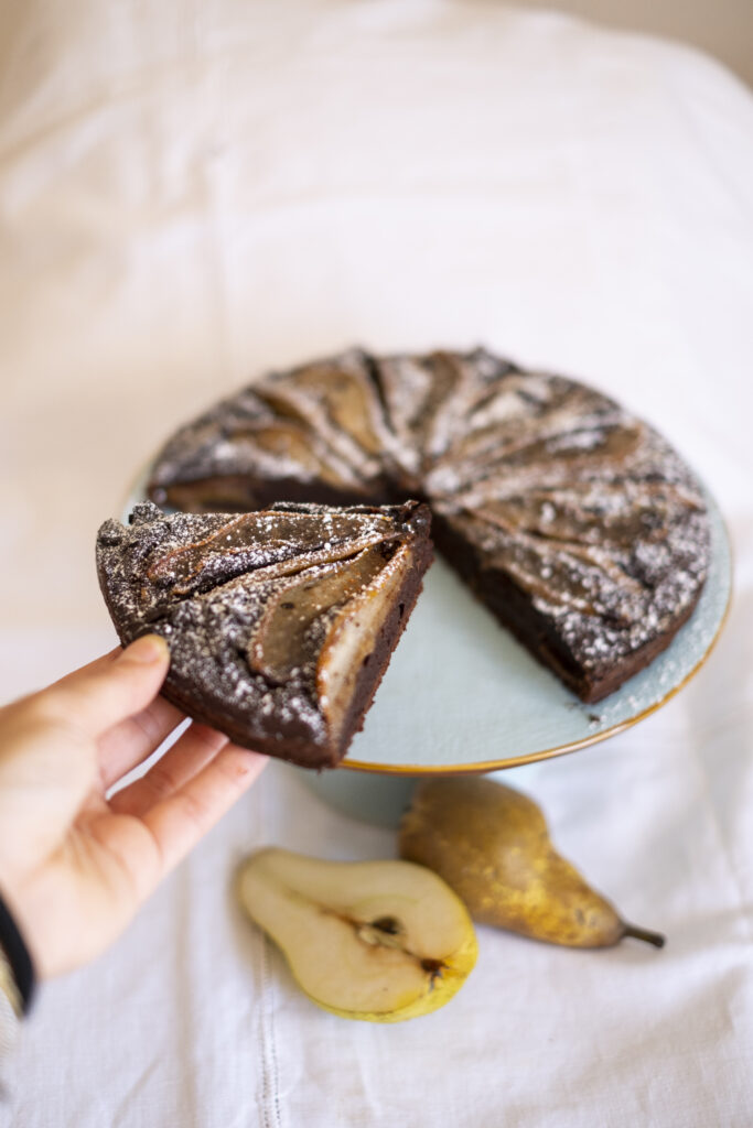 Torta brownies pere e cioccolato