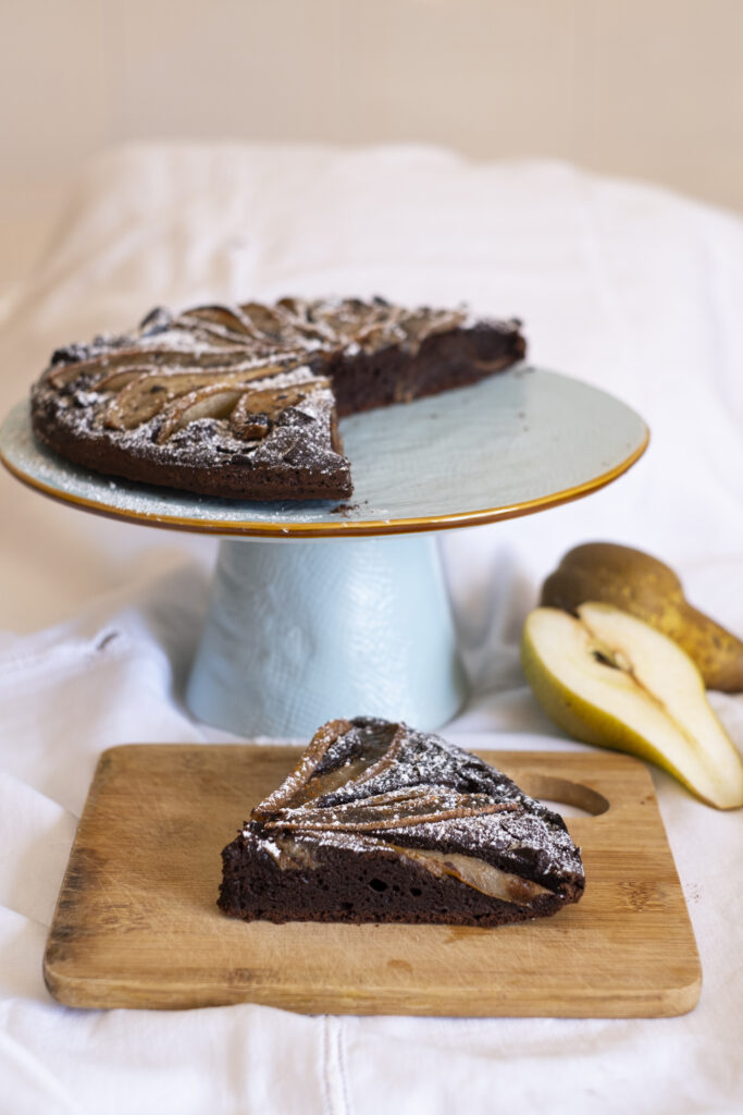 Torta brownies pere e cioccolato