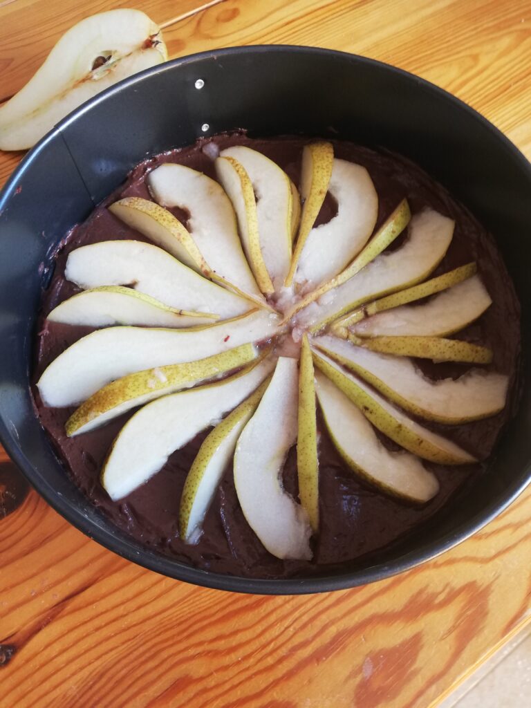 Torta brownies pere e cioccolato