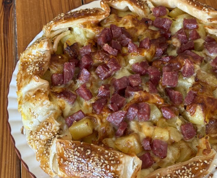 torta rustica senza glutine con salamino, provola e patate