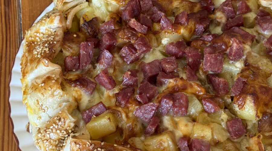 torta rustica senza glutine con salamino, provola e patate